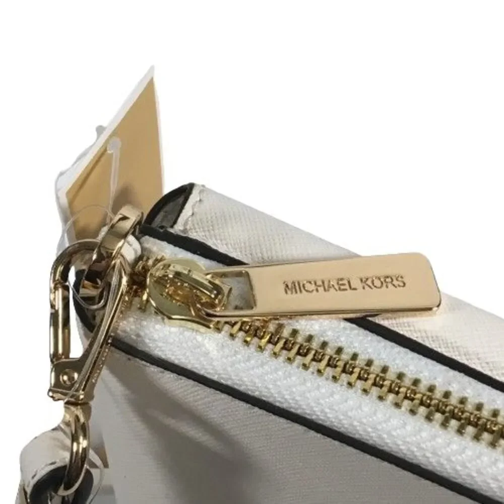 Michael Kors Phone Case Wristlet Wallet Jet Set Travel Leather Zip Optic White